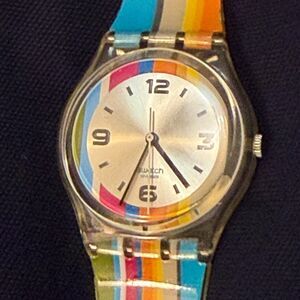 SWATCH Olympic Games Athens 2004 Diadromes Watch GE133 Striped